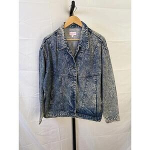 JAY JACOBS Womens Blue Denim Button Jacket L Cotton Blend Casual Classic